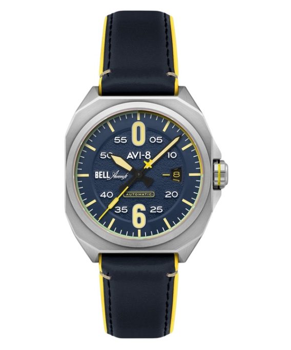 AVI-8 Bell X-1 Machbuster automatisk Catalina blå læderrem Blue Dial AV-4115-03 herreur