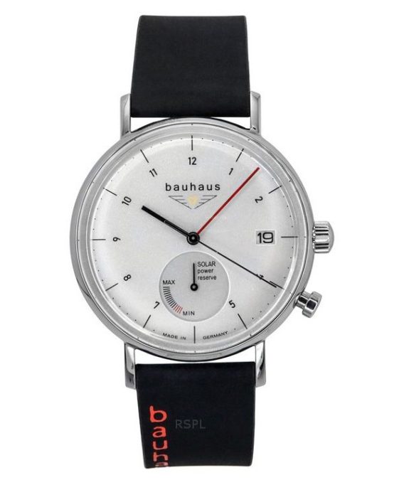 Bauhaus Klassisk sort læderrem White Dial Solar 21121 Herreur