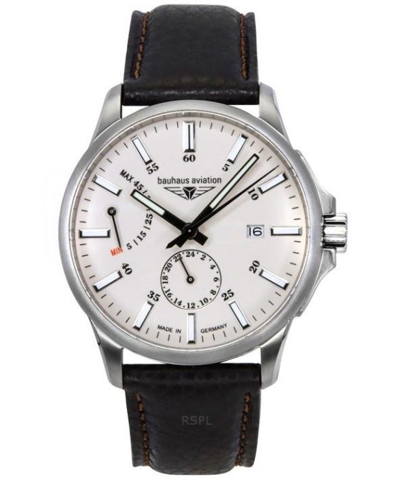 Bauhaus Aviation Læderrem Fuld Lysende Beige Urskive Automatisk 28605 100M herreur