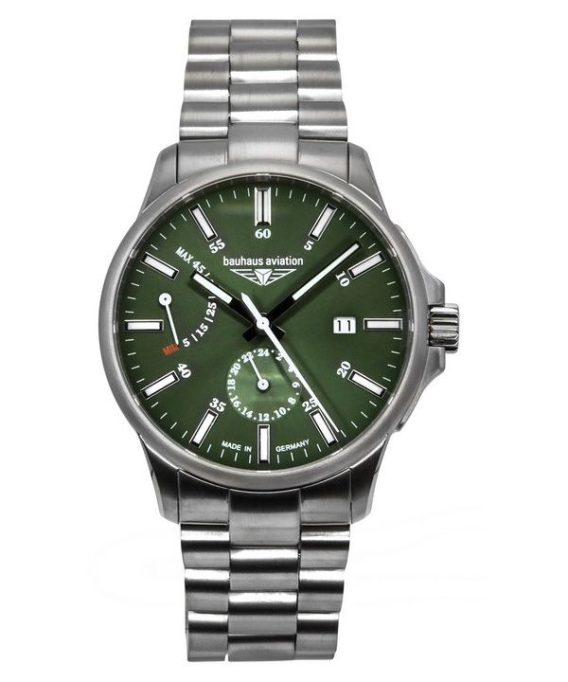 Bauhaus Aviation Titanium Dark Green Dial Automatisk 2860M4 100M herreur