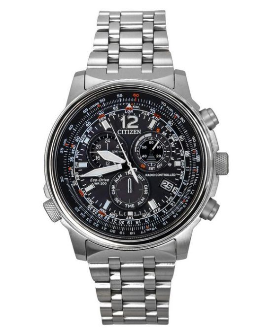 Citizen Promaster Sky radiostyret kronograf rustfrit stål sort skive Eco-Drive CB5860-86E 200M herreur