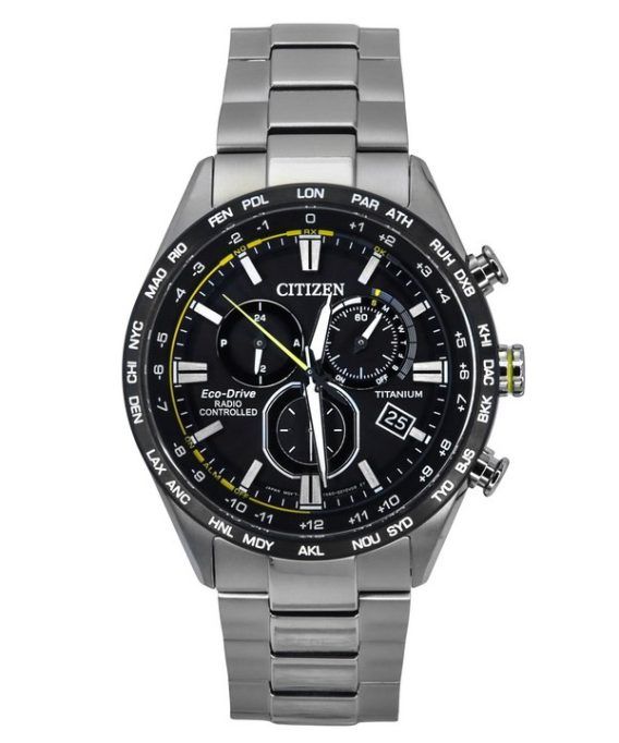 Citizen radiostyret kronograf Super Titanium Black Dial Eco-Drive CB5947-80E 100M herreur