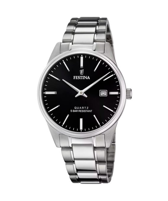 Festina Classics rustfrit stål sort skive kvarts F20511-4 herreur