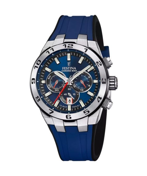 Festina Chrono cykel gummirem Blue Dial Quartz F20671-1 100M herreur