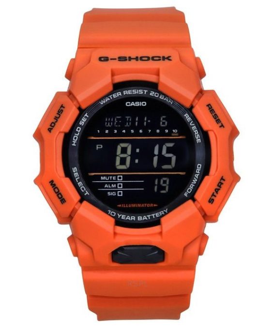 Casio G-Shock digital biobaseret orange harpiksrem Sort skive Quartz GD-010-4 200M herreur