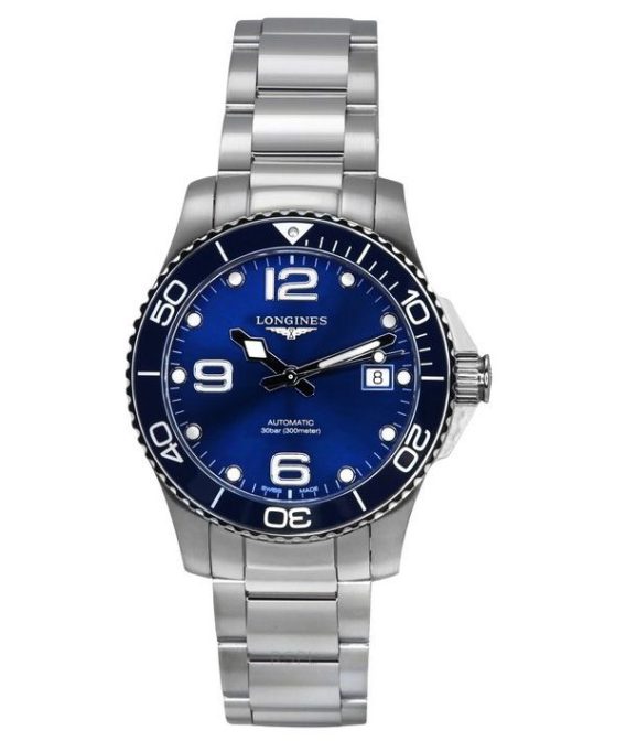 Longines HydroConquest rustfrit stål Sunray Blue Dial Automatisk dykker L3.780.4.96.6 300M herreur