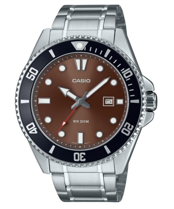 Casio Standard Analog Rustfrit Stål Brun Urskive Quartz MDV-107D-5AV 200M herreur