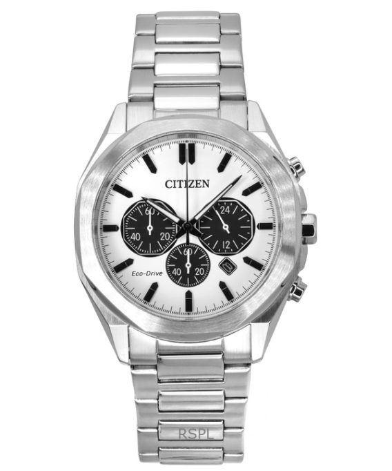 Citizen Eco-Drive Chronograph rustfrit stål hvid skive CA4590-81A 100M herreur