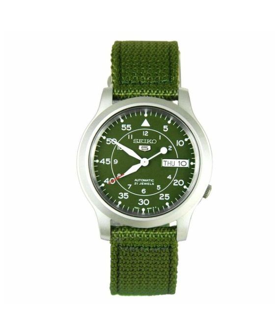 Renoveret Seiko 5 Military Nylon Rem Grøn Urskive Automatisk SNK805K2 herreur