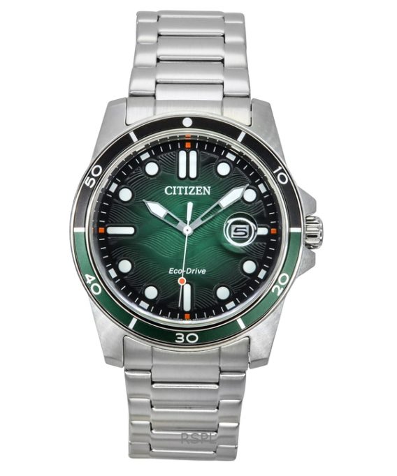 Citizen Marine Eco-Drive rustfrit stål grøn skive AW1811-82X 100M herreur