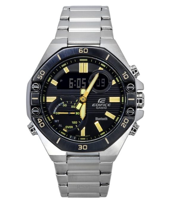 Casio Edifice Analog Digital Smartphone Link Rustfrit Stål Sort Urskive Quartz ECB-10DB-1A9 100M herreur