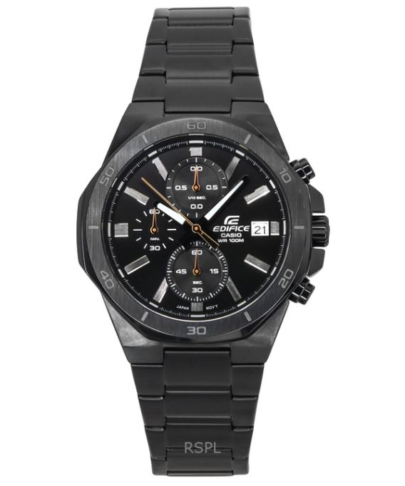 Casio Edifice Standard Analog Chronograph Rustfrit Stål Sort Urskive Quartz EFV-640DC-1AV 100M herreur