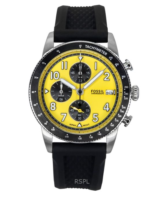 Fossil Sport Tourer Chronograph Silikonerem Gul Urskive Quartz FS6044 herreur