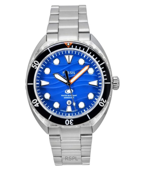 Fossil Breaker Rustfrit stål Blue Dial Quartz Diver&#39,s FS6064 200M herreur