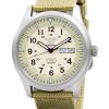 Renoveret Seiko 5 Military Rustfri Stål Beige Urskive Automatisk SNZG07J1 100M herreur