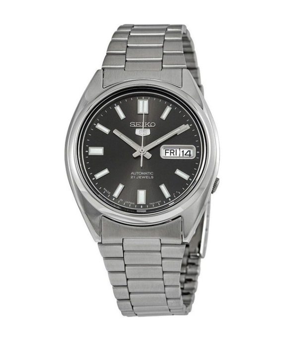 Renoveret Seiko 5 rustfrit stål sort skive automatisk 21 juveler SNXS79J1 herreur