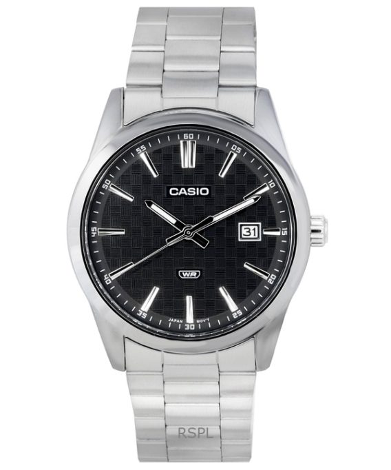 Renoveret Casio Analog rustfrit stål Black Dial Quartz MTP-VD03D-1A herreur