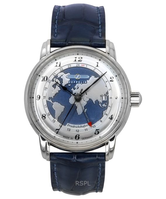 Zeppelin Friedrichshafen GMT læderrem Blue Dial Automatisk 85963 herreur